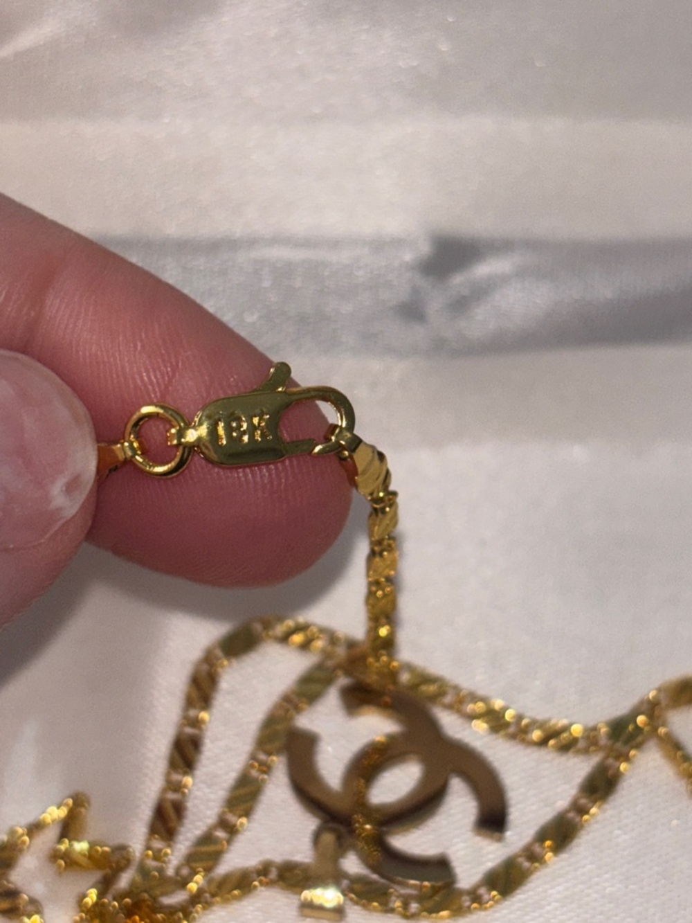 Fashion Jewelry Gold-Tone Interlocking CC Pendant Necklace - Picture 3 of 4